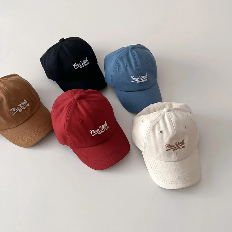 Embroidery Letter Kids Baseball Hat Solid Cotton Children Duck Tongue Hats 2-6Year Boys Girls Outdoor Sun Visors Baby Peaked Cap baseball cap baby hat kids sun hat