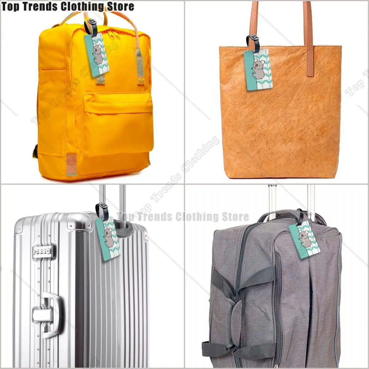 Kawaii Clinging Koala Bear Luggage Tag With Name Card Privacy Cover ID Label for Travel Bag Suitcase