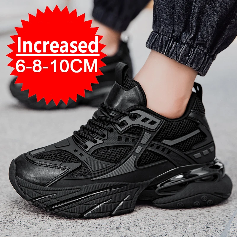 Men Mesh Elevator Shoes Height Increase Sneakers Shoes for 8/10CM Sports Casual Invisible Inner Heightening for Men