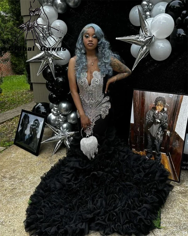 Beaded Black Girl 18th Birthday Outfit Short Prom Dress Homecoming Dress