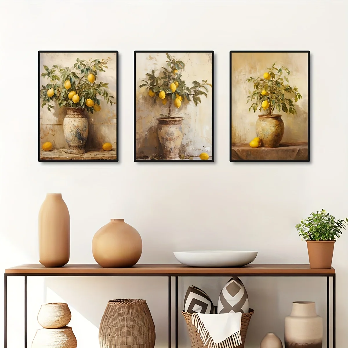 Retro Lemon Garden Canvas Art 4
