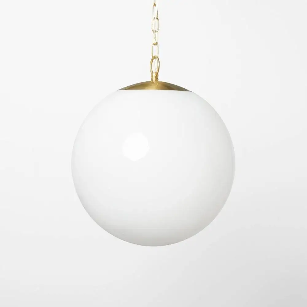 

Modern Milk Glass Ceiling Pendant Brass with Steel Body Studio McGee Collection Hardwired Installation UL Listed Adjustable