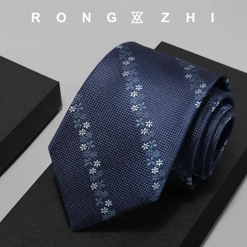 

Guaranteed 100% Wool Lined Silk Tie for Men High Quality Fashion Business Dark Blue Stripe Width 8cm Gentleman Handmade Tie