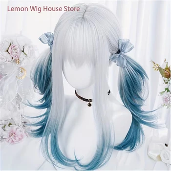 Silver Ombre Blue Lolita Anime Wig for Women's Cosplay costume 1