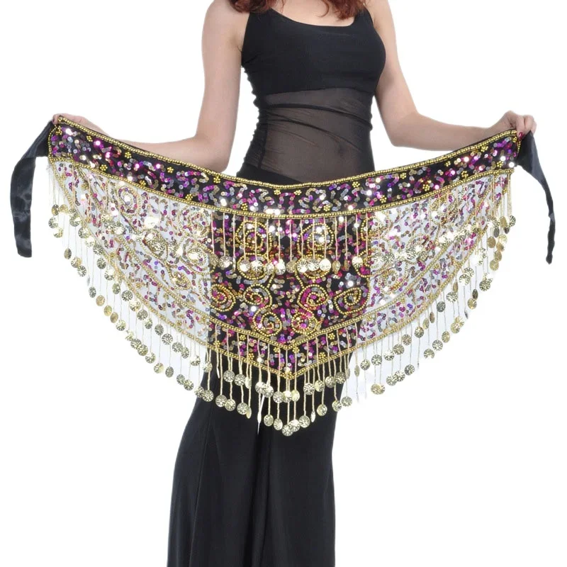

Belly Dance Hip Scarf Women Belly Belt Dancing Wrap Handmade Coins Decorate Bellydance Tribal Clothes Gypsy Costume Accessories
