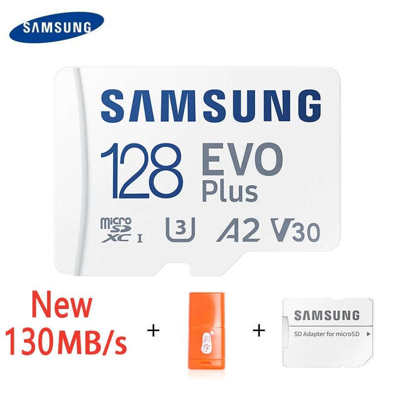 Новый SAMSUNG 64 Гб 128 ГБ 256 ГБ 512 ГБ TF(MicroSD) EVO Plus 4K U3 V30 A2 чтение 130 Мб/с высокоскоростной консоль планшет кардридер