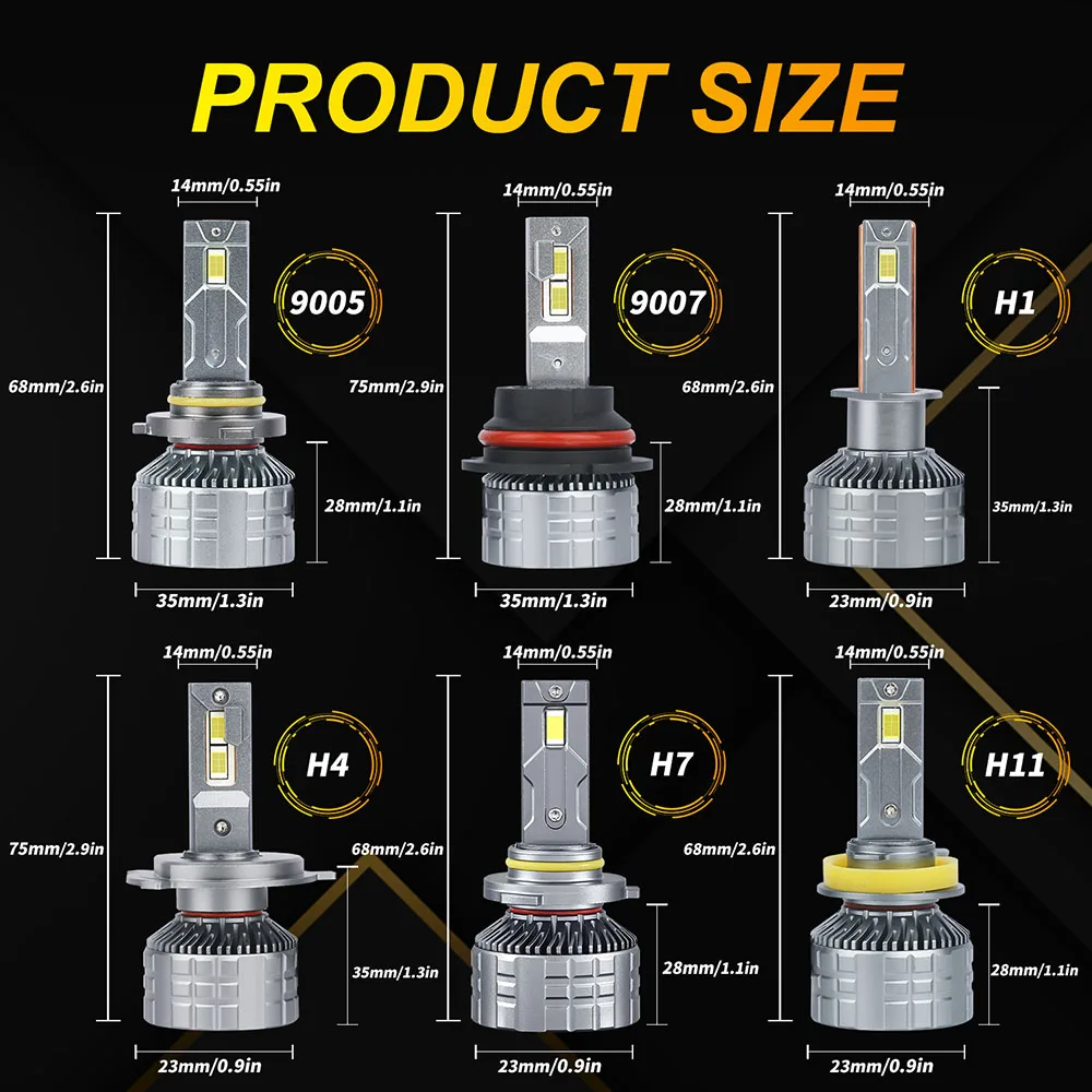 2 Stück 10000 lm H4 LED-Lampen kabellos H8 H11 Autoscheinwerfer Scheinwerfer  9005 HB3 LED-Birne 9006 HB4 lüfterloser Scheinwerfer für  Kfz-Nebelscheinwerfer 6500 K Weiß – die besten Artikel im Online-Shop Joom  Geek