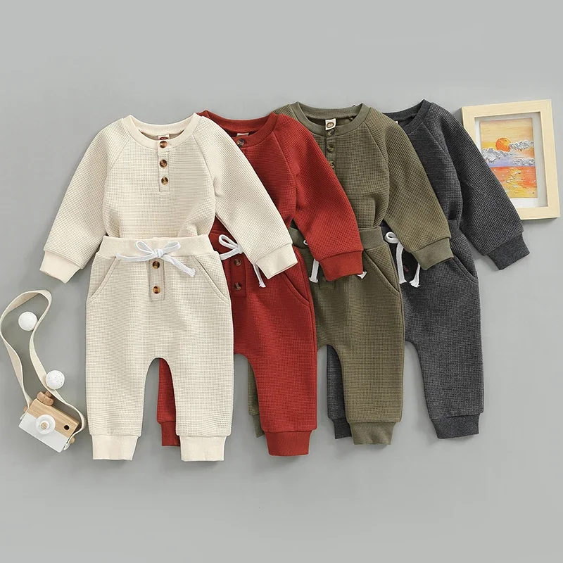 Toddler Waffle Clothes Set for Baby Boys and Girls