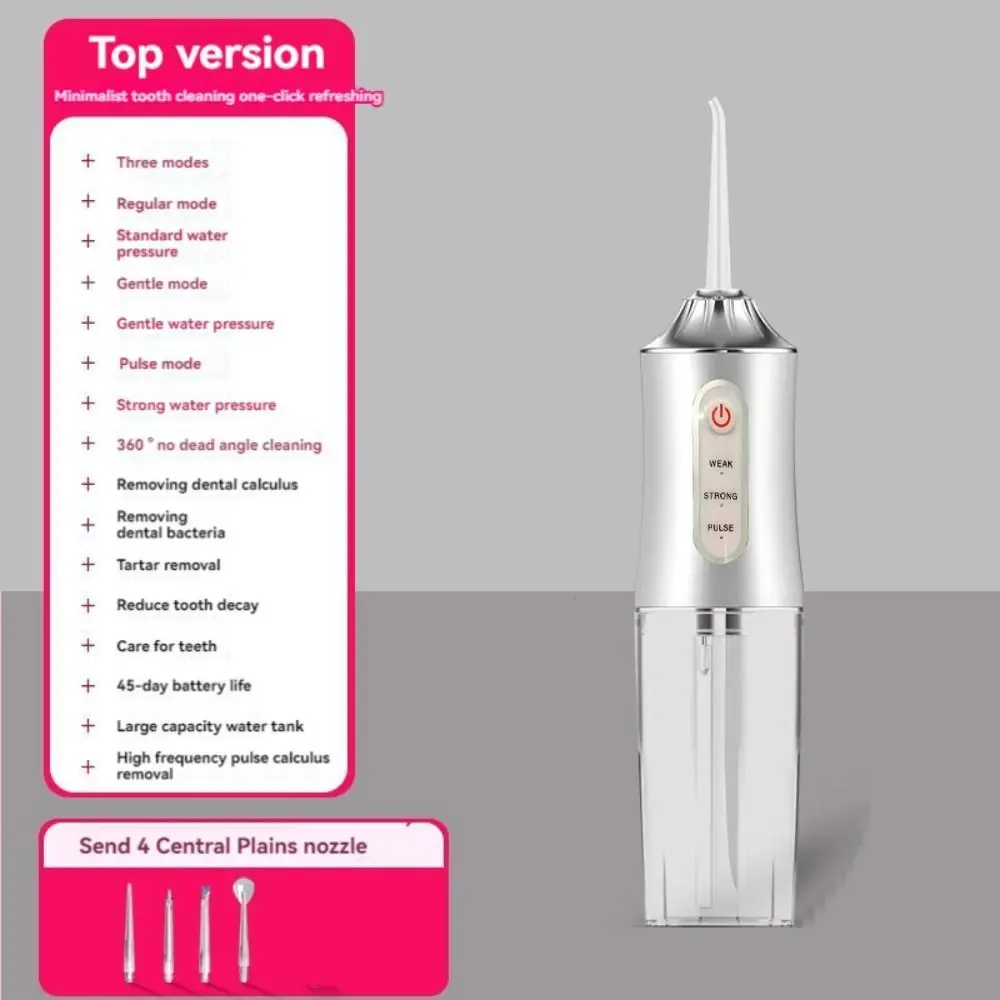 4 Jet Tip Electric Oral Irrigator 3 Modes 220ml Mouth Washing Machine Oral Care Waterproof Dental Bed Sprinkler Household