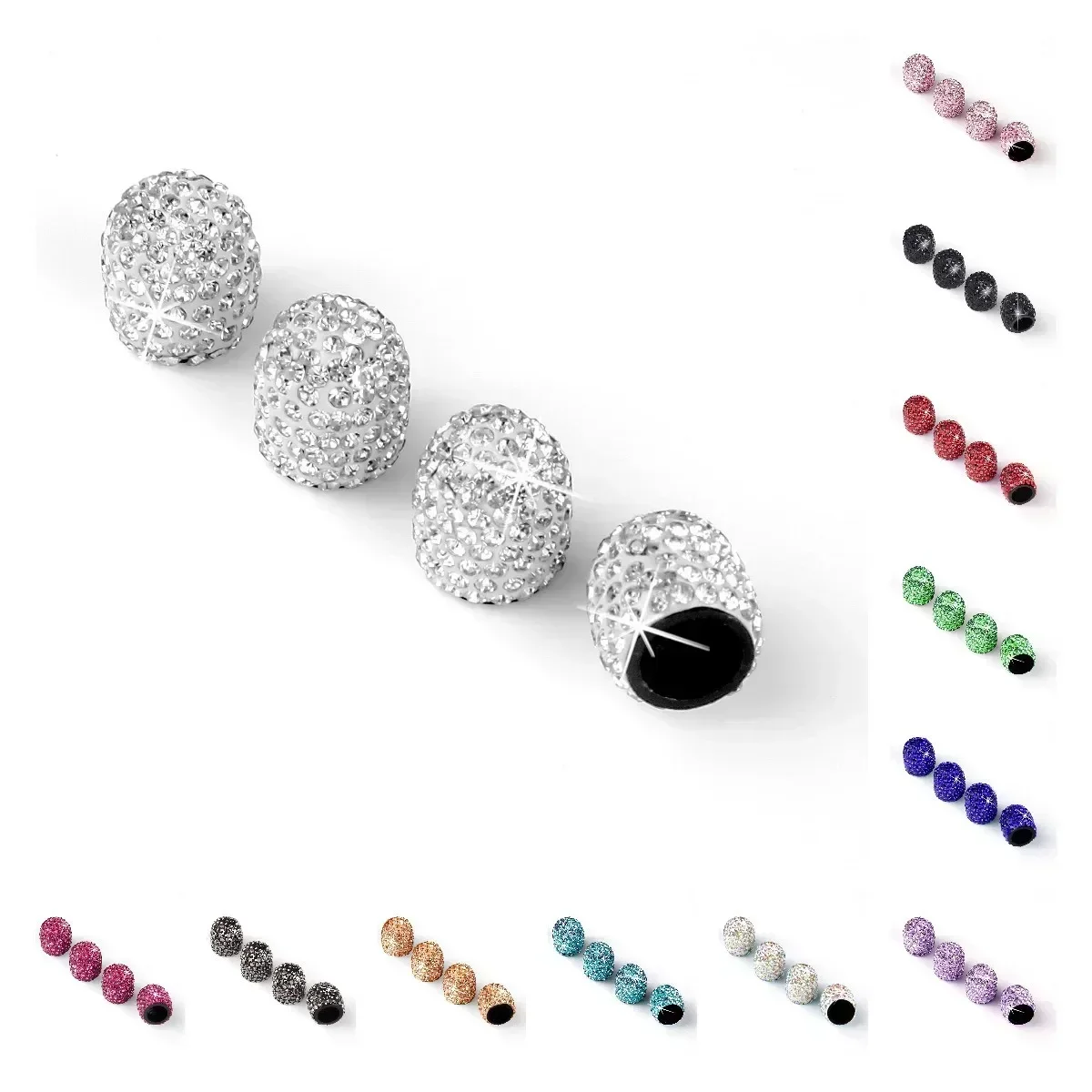 Rhinestone ABS Car Tire Valve Caps Bling Wheel Covers