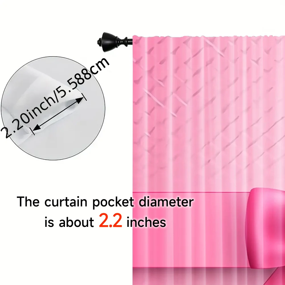 2pcs, spring summer Curtains Pink bow tie Art Digital Print Drapes Durable 100% Polyester Fabric Festive Perfect for 5