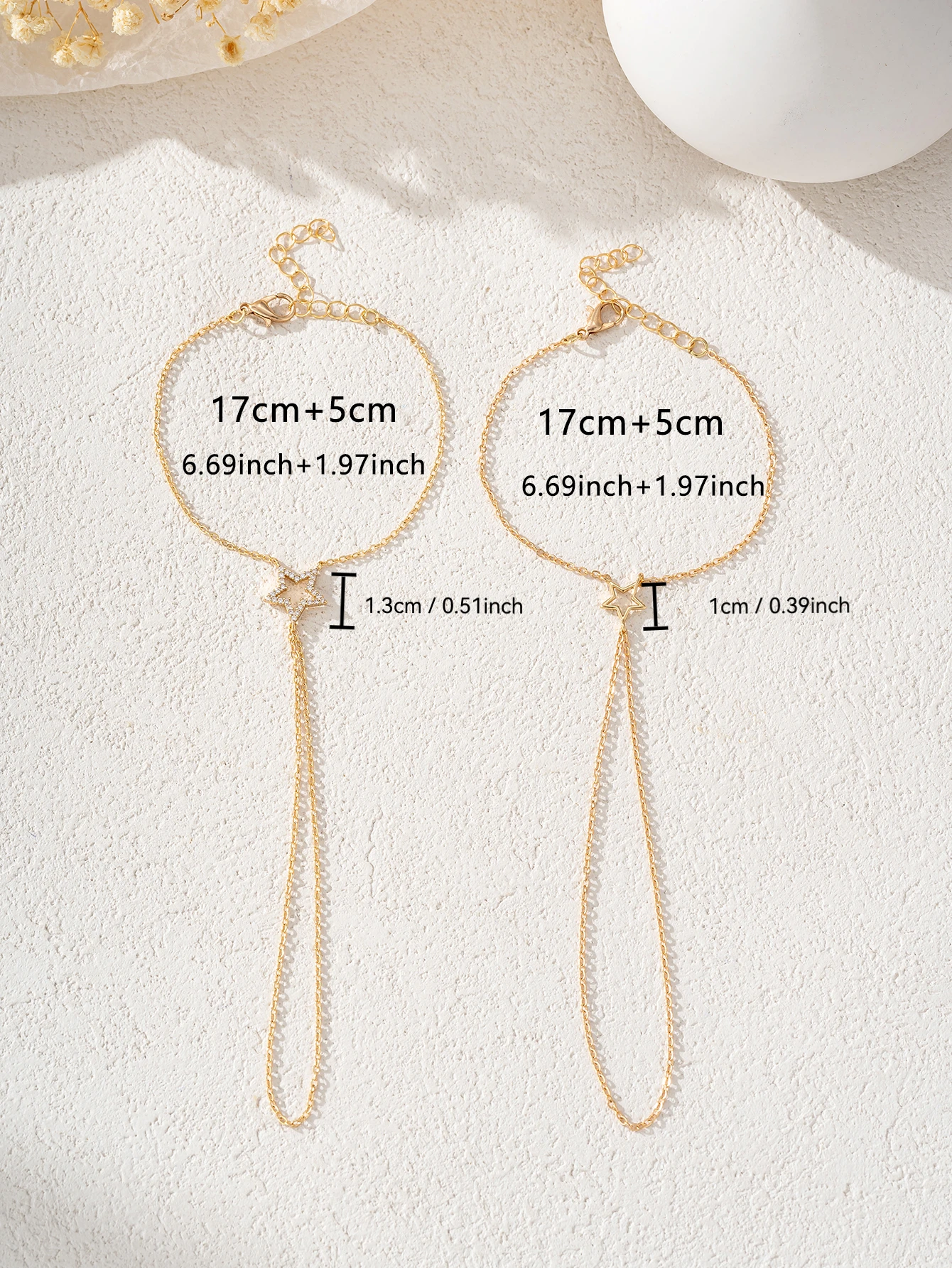 Minimalist Star Design Integrated Ring Bracelet Womens