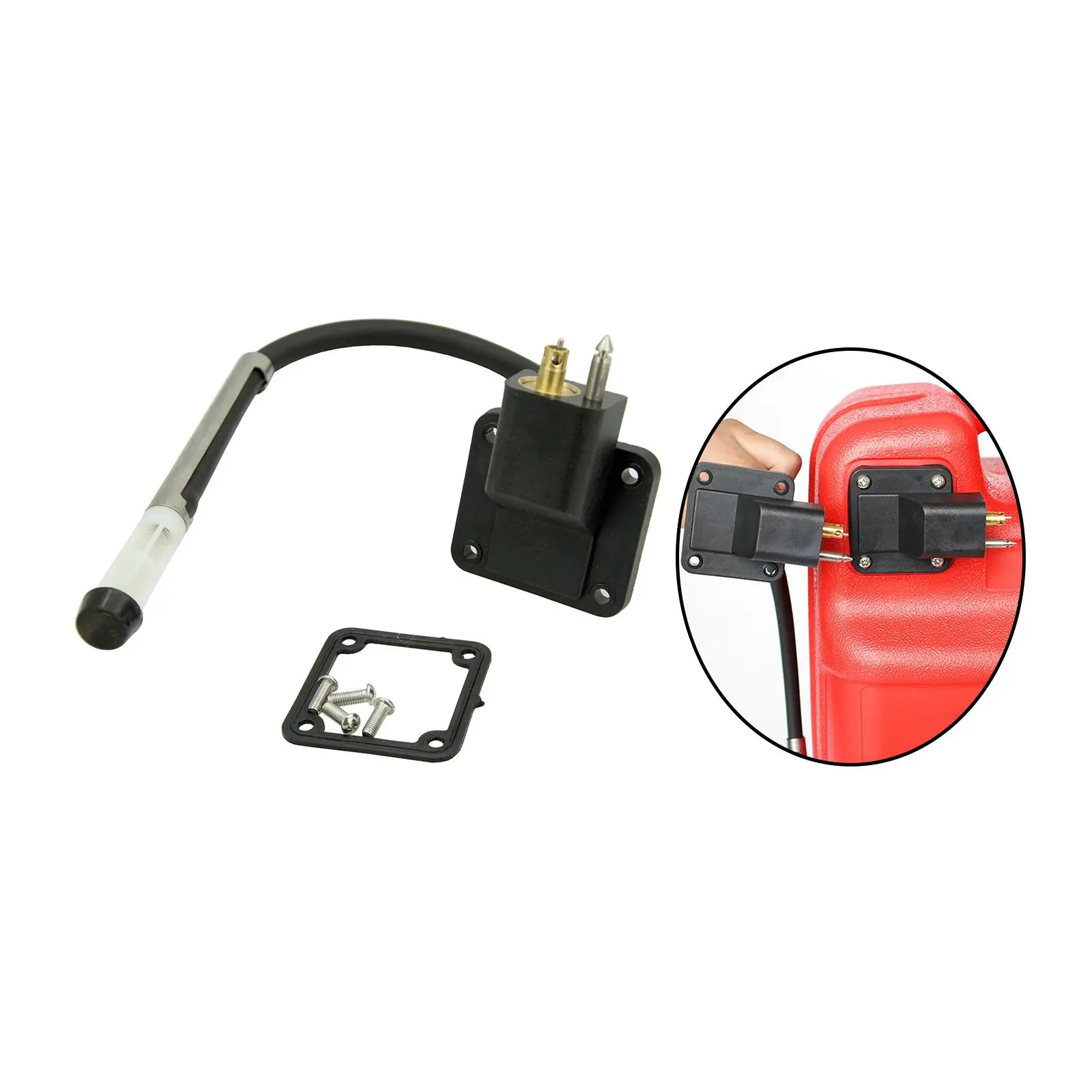 Conector De Medidor De Combustible Para Motor Fueraborda - Incluye Junta Y 4 Tornillos, Longitud 23 Cm, Color Negro