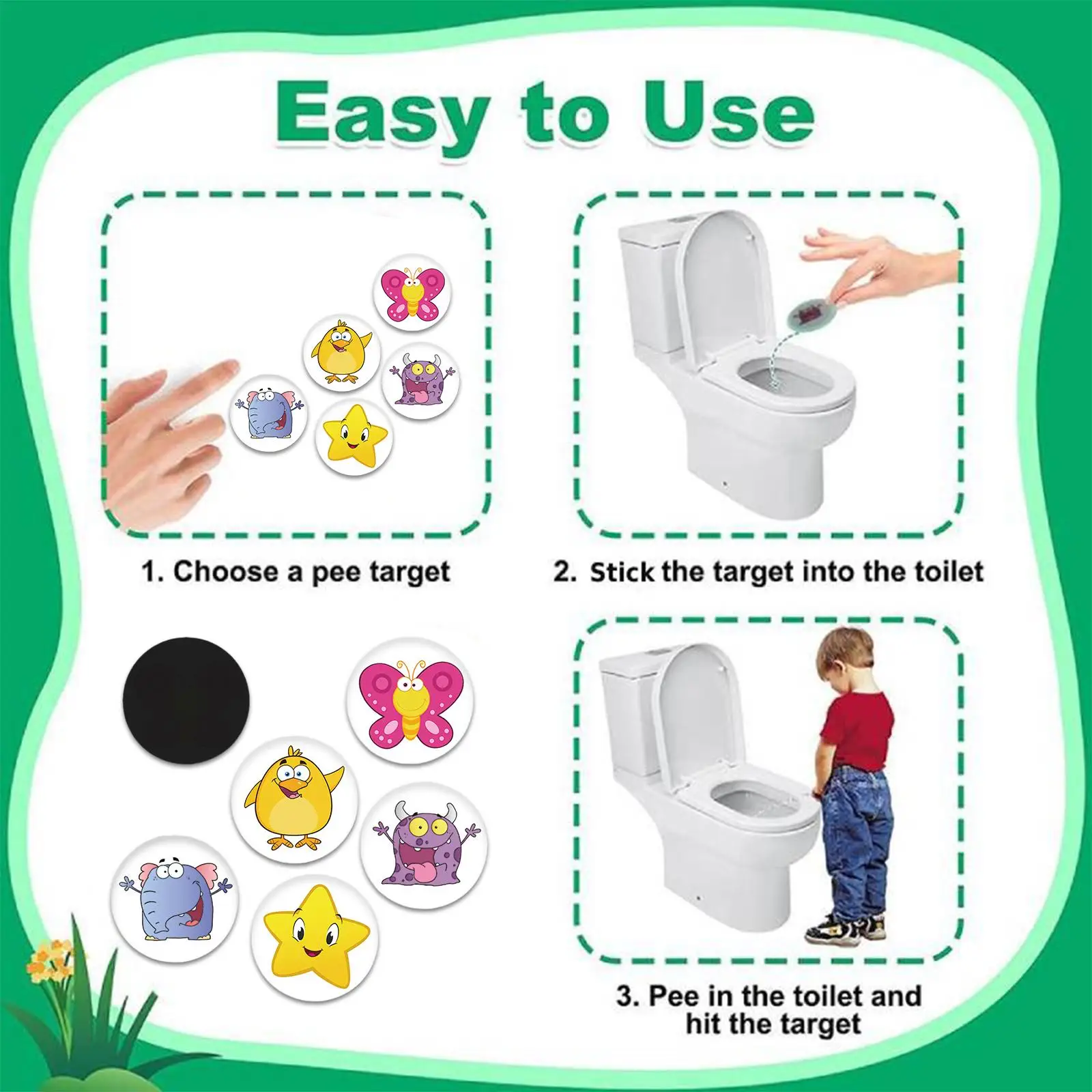 Color Changing Toilet Targets Sticker Flushable Pee Aiming Targets For Kids Potty Training wall stickers 5pcs