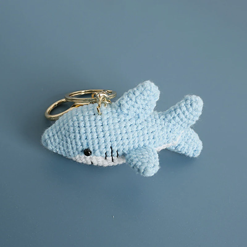 Cute Shark Hand Knitted Keychain for Gifts