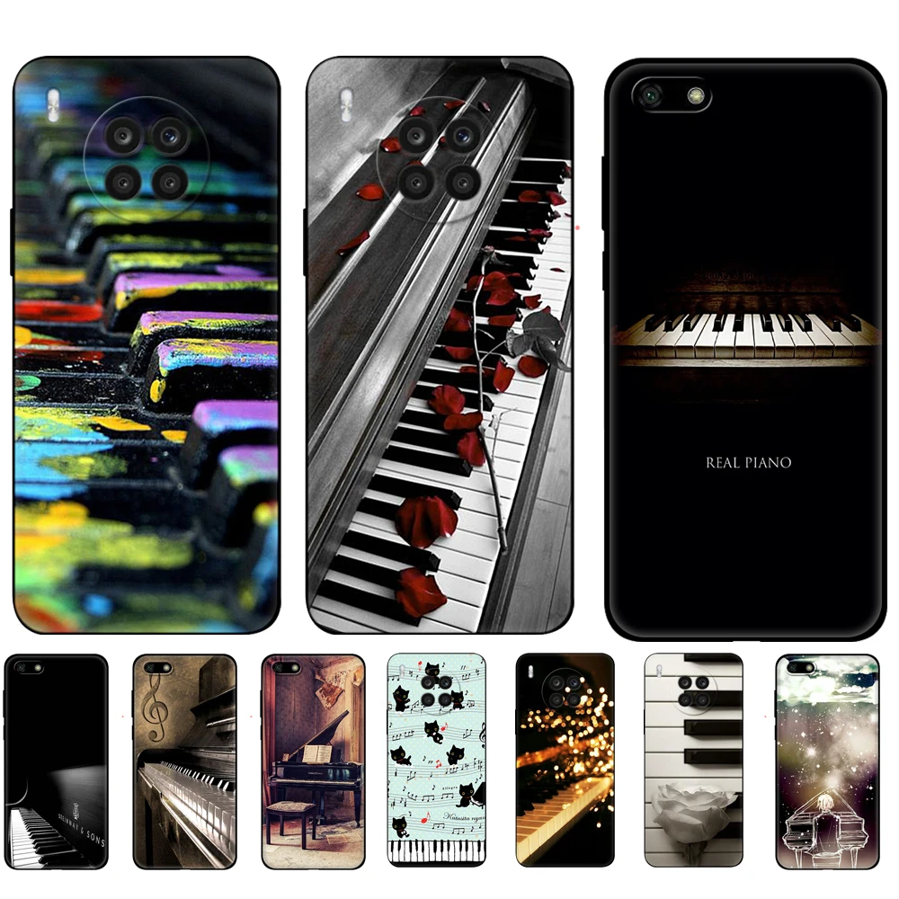 Black tpu Case For Huawei Honor 50 Lite PRO 20 10 10i 20S 30S 30 7A 7s 7C Cover Music piano keys | Мобильные телефоны и