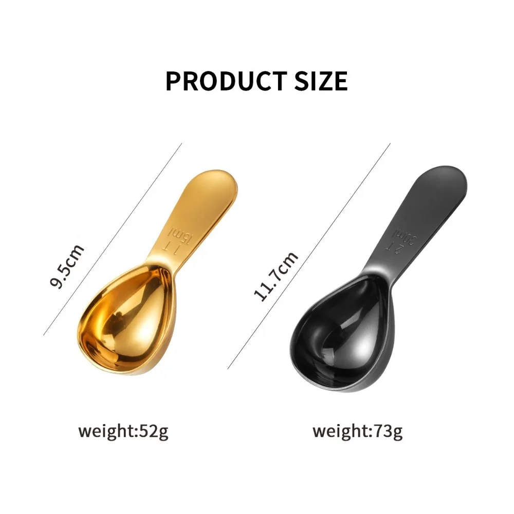 Premium Ergonomic Stainless Steel Coffee Scoops - 1 & 2 Tablespoon Options