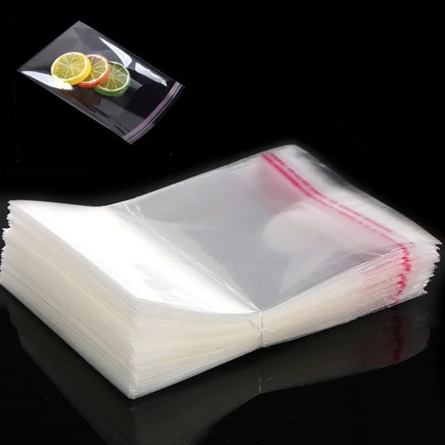 Petit sac en plastique Opp transparent à fermeture automatique, 200 pièces, emballage cadeau de bijoux, sac d'emballage de bonbons et biscuits auto-adhésifs 2