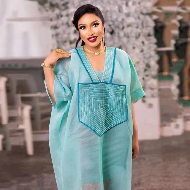 Bisiola embroidered deep V-neck dashiki dress
