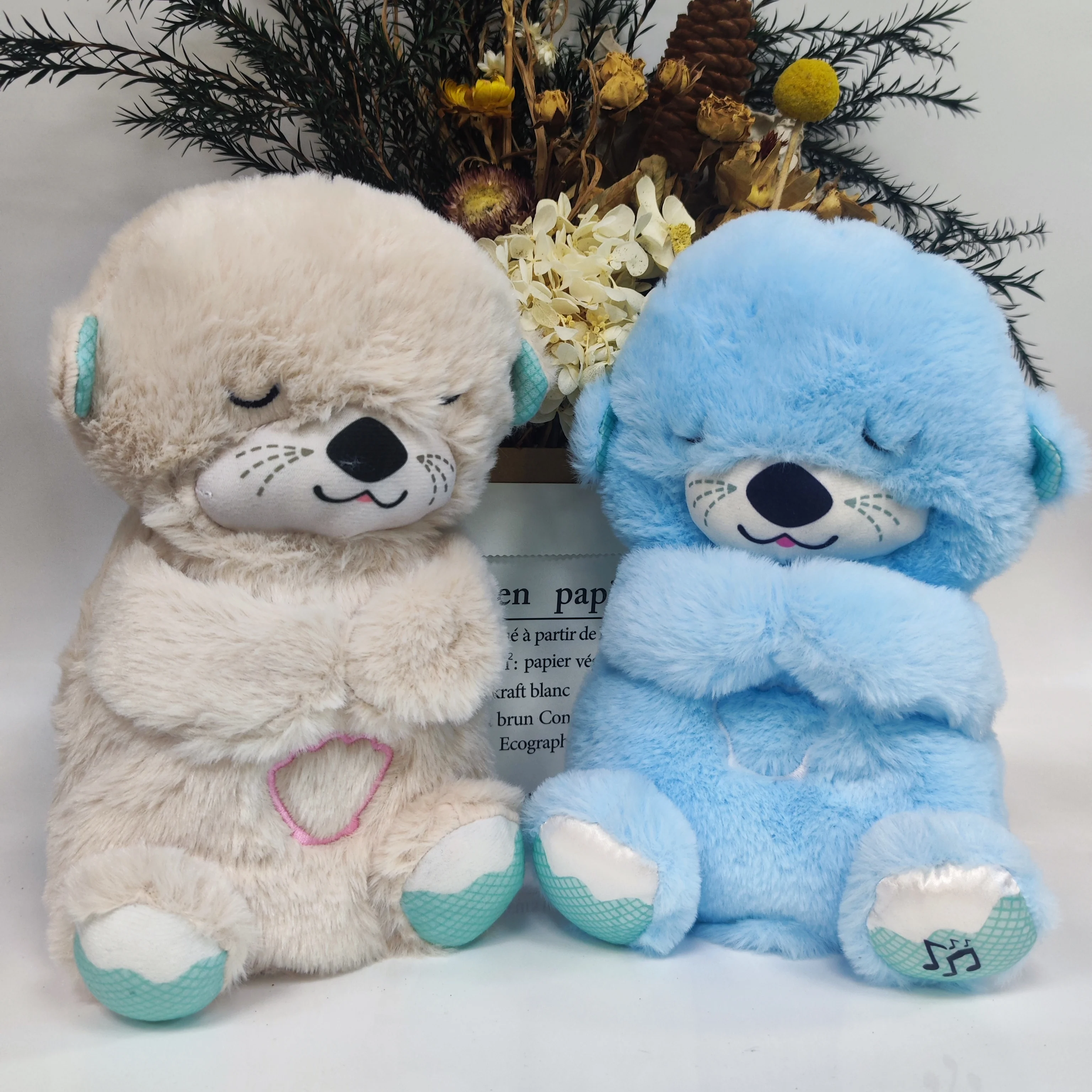 Plush Toy Baby Music Breathing Bear Soothing Otter Doll