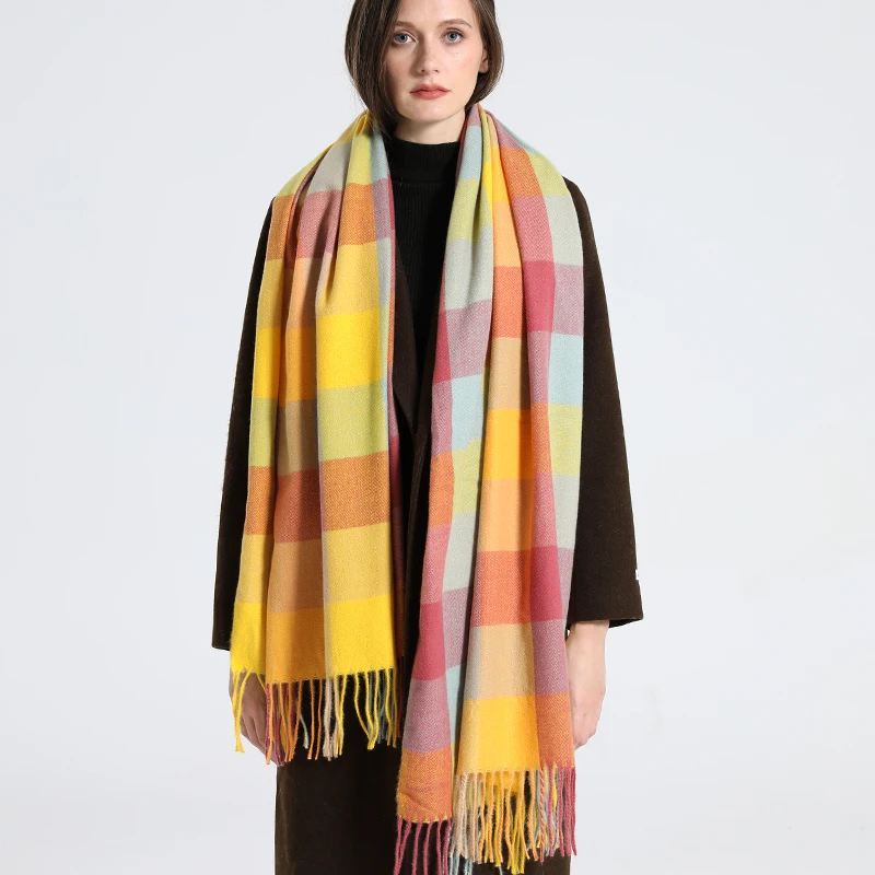 2025 Nuova sciarpa invernale calda in finto cashmere da donna - Scialle di lusso spesso, perfetto come coperta poncho da viaggio  200000297
