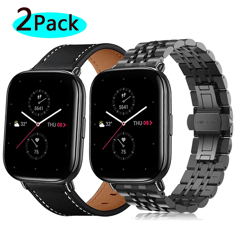 

Ремешок кожаный для смарт-часов Amazfit Zepp E, браслет из нержавеющей стали для Amazfit GTS 4 3 2/GTR 4 3 2, 20 мм 22 мм
