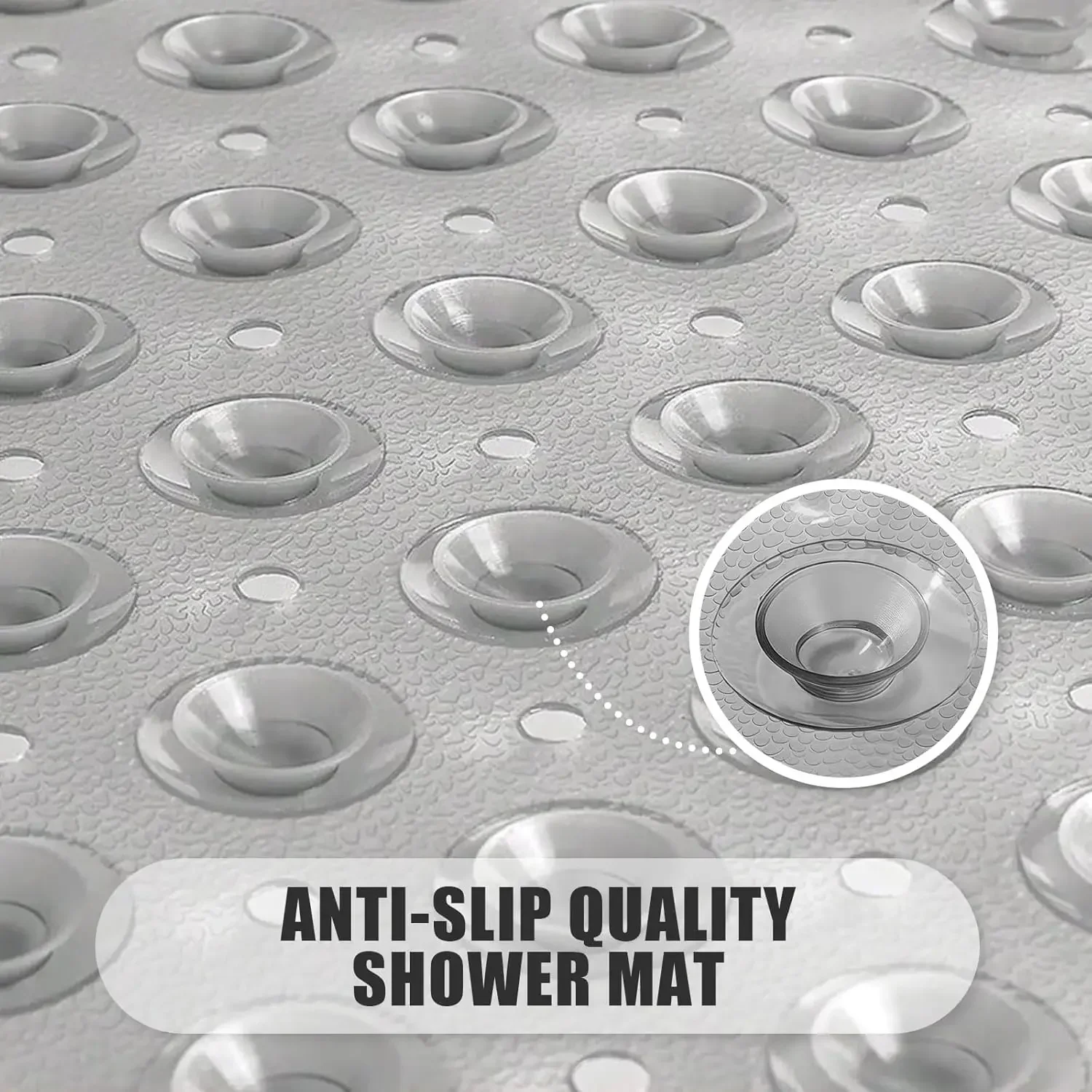 Premium Non-Slip Square Bath Mat for Shower and Tub - 53x53cm