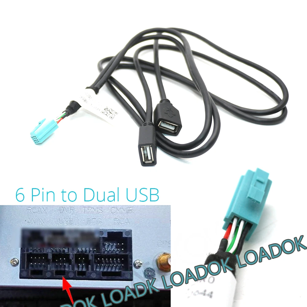 6 8 10 Pin Auto Android Radio USB Stecker Dual USB Kabel Adapter für D-NOBLE Android Head Unit Radio Navigation multimedia – Detail 3