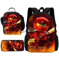 Child Cartoon Game School Backpack with Lunch Bags ,Pencil Bags ,School N-ninjagos Bags for Boys Girls Best Gift