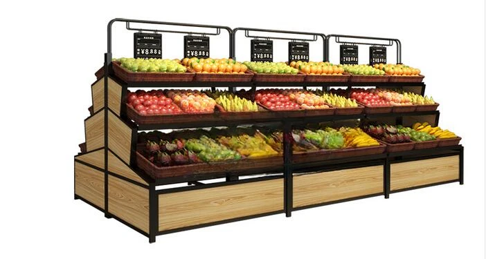 

Fruit and vegetable shelf market supermarket vegetable rack fruit shop vegetable shop display rack steel and wood fruit