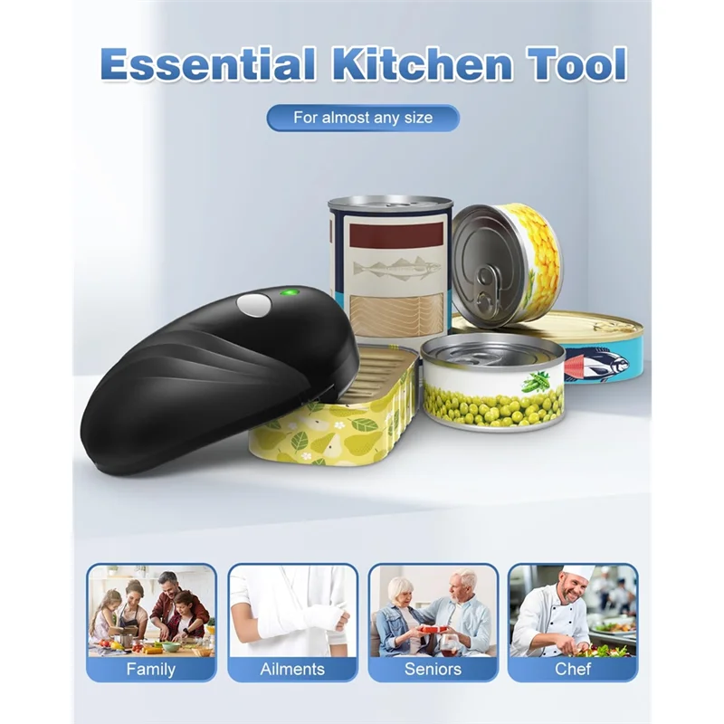 Apriscatole automatico, apriscatole One Touch, utensile da cucina, apriscatole elettrico per anziani e persone affette da artrite, 6,8 x 2,5 pollici, verde