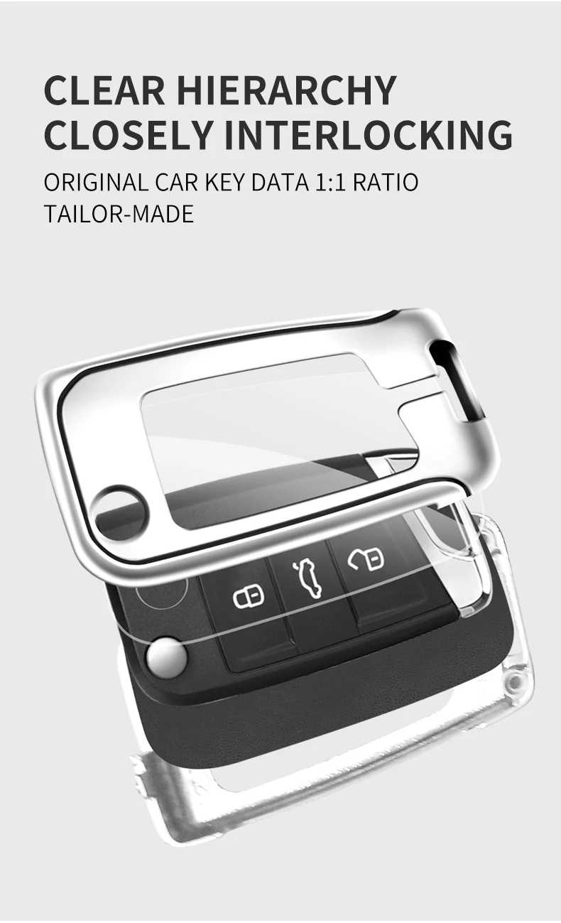 Custodia per chiave auto in pelle metallica Shell per VW Volkswagen Golf 7 MK7 Tiguan MK2 per Seat Ateca Leon FR 2 Ibiza per Skoda Octavia - S1b128082dd624001b689e55b8f25f656J