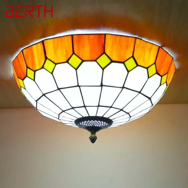 

Мерцающая потолочная лампа Тиффани для спальни, Средиземноморского моря, кабинета, Современная креативная барная стойка, коридор, цветной стеклянный потолок