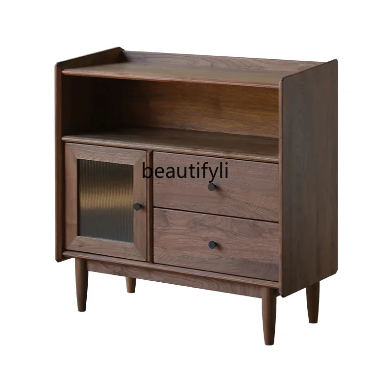 

Nordic Solid Wood Sideboard Living Room Tea Cabinet Log Storage Organizer Sofa Side Cabinet