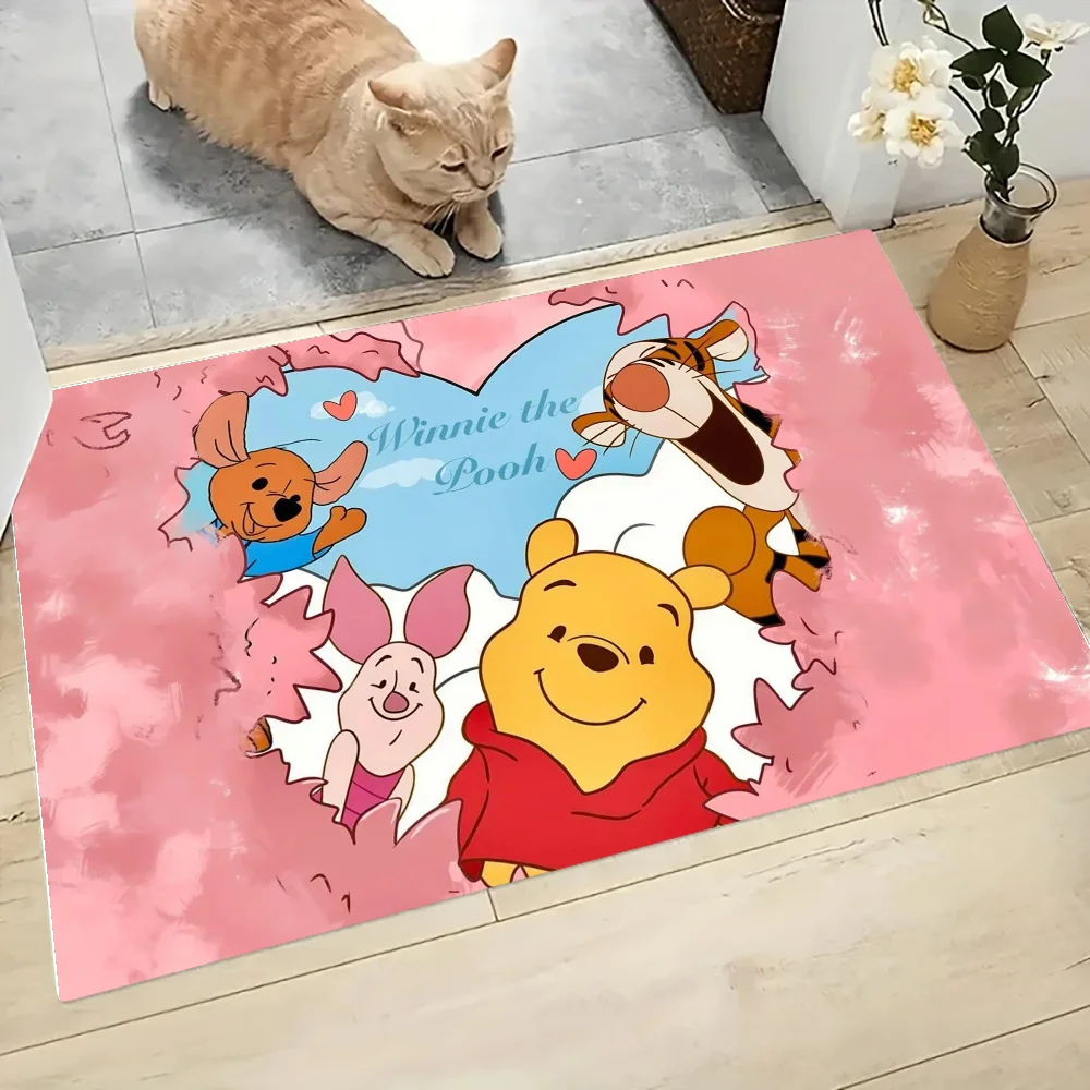 W-Winnie The Pooh Floor Mat Graphic Printed Flannel Doormats For Bathroom Kitchen Entrance Carpet Home Decor 2