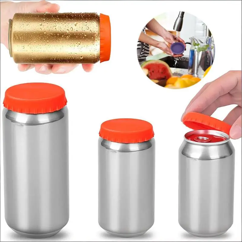 6pcs/set Silicone Soda Can Lid Reusable Can Stopper For Soda Beer Drinks Juice Standard Cans Protecto Coke Can