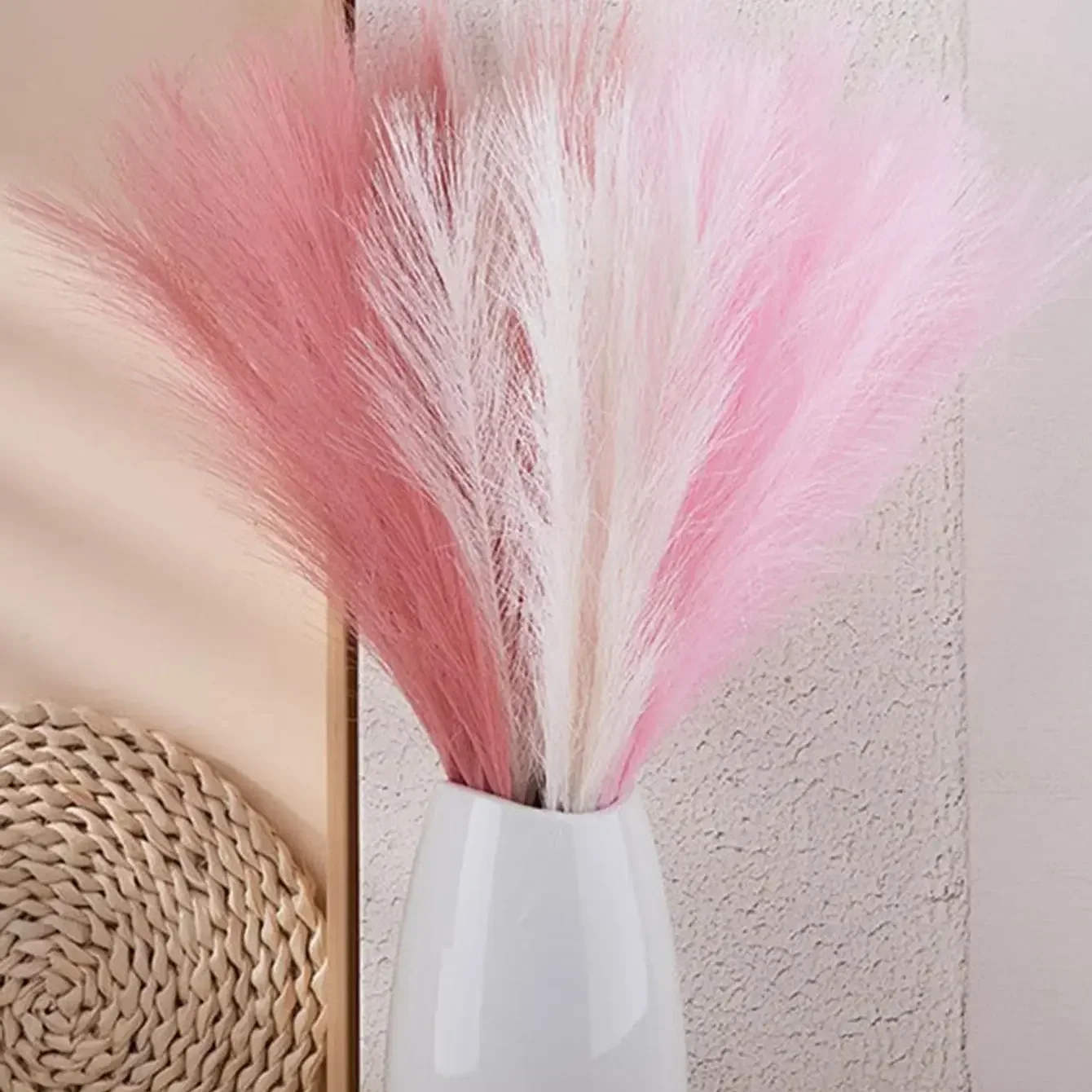 Faux Pampas Grass Floor Vase
