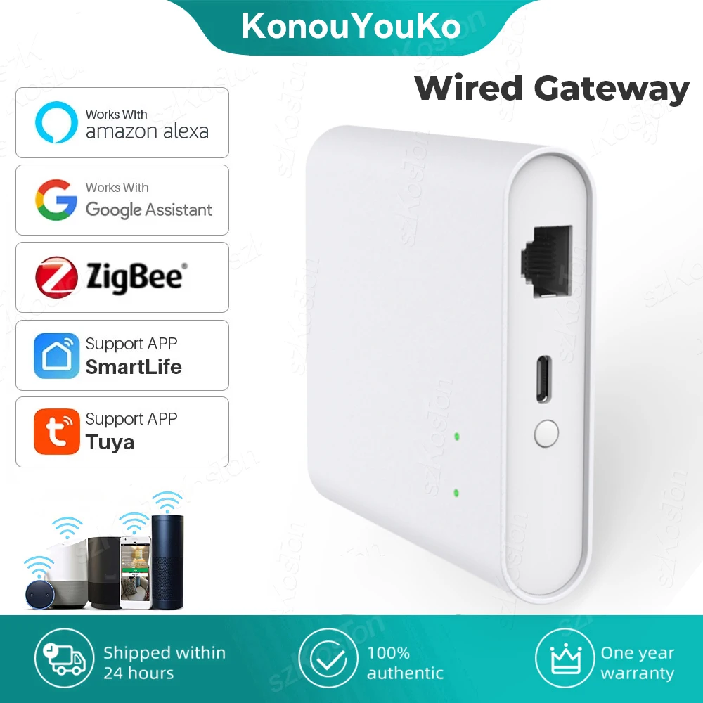 Tuya ZigBee 3.0 Gateway Hub Smart RJ45 Wired Gateway Bridge Voice Control works with Alexa Google Home Assistant Smart Life App