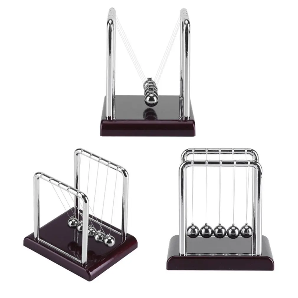 

2022 Newtons Cradle Balance Balls With Mirror Black Wooden Base Fun Gadget Pendulum For Office And Home Decoration-Mirror Ball