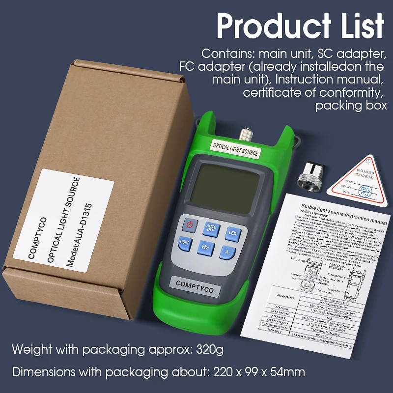 Fiber Stabilized Light Source AUA-D1315 Laser Light Source Optical Power Meter Transmitting Light Source Single Mode 1310/1550nm