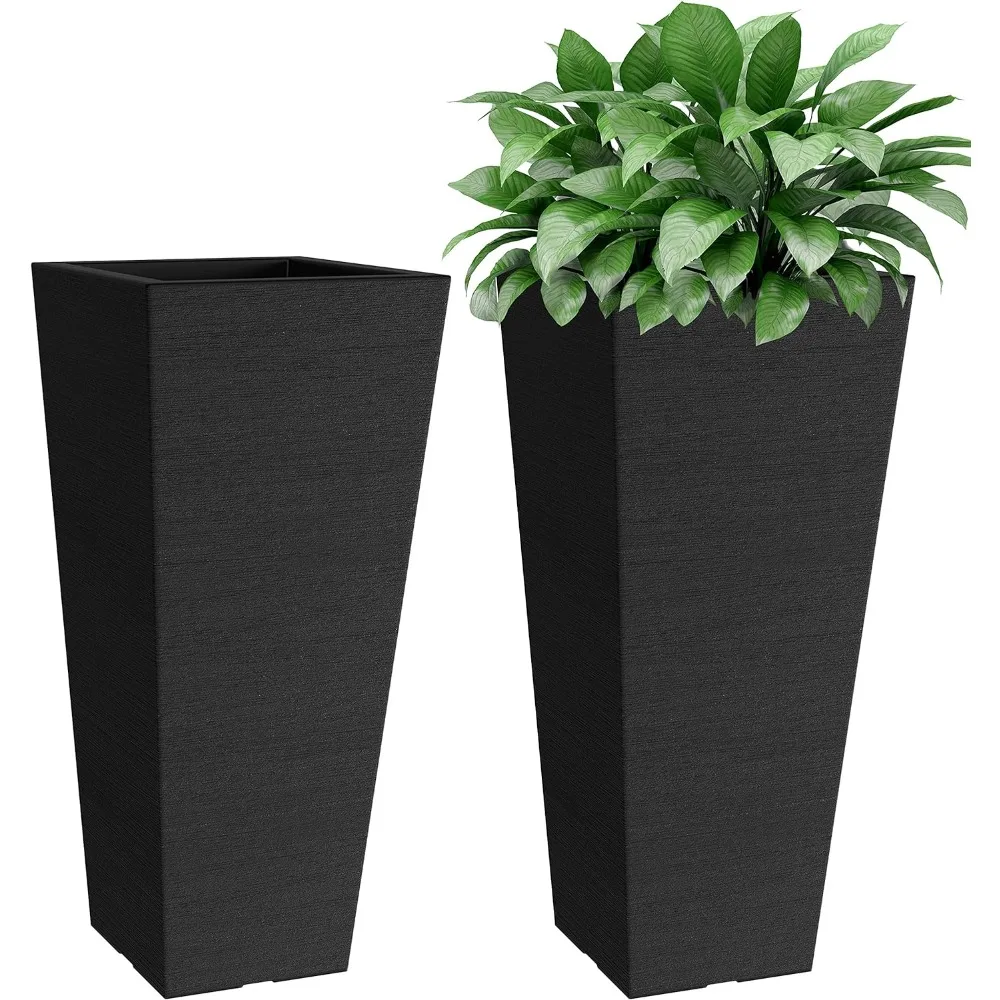 

Set of 2 Tall Outdoor Planters - 24 Inch Large Outdoor Planter with Small Planting Pots – Indoor and Outdoor Rectangular