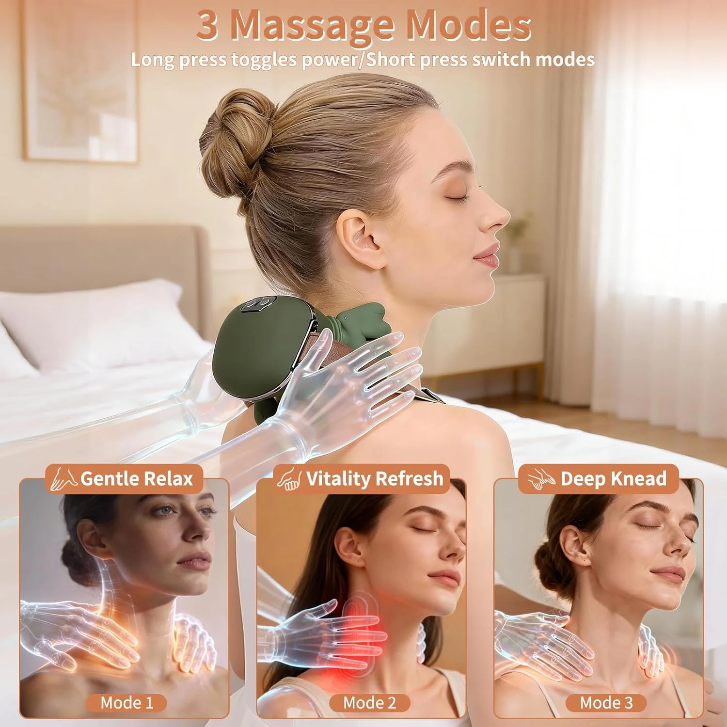 Masajeador shiatsu inalámbrico para cuello y espalda con calor_voghion.com
