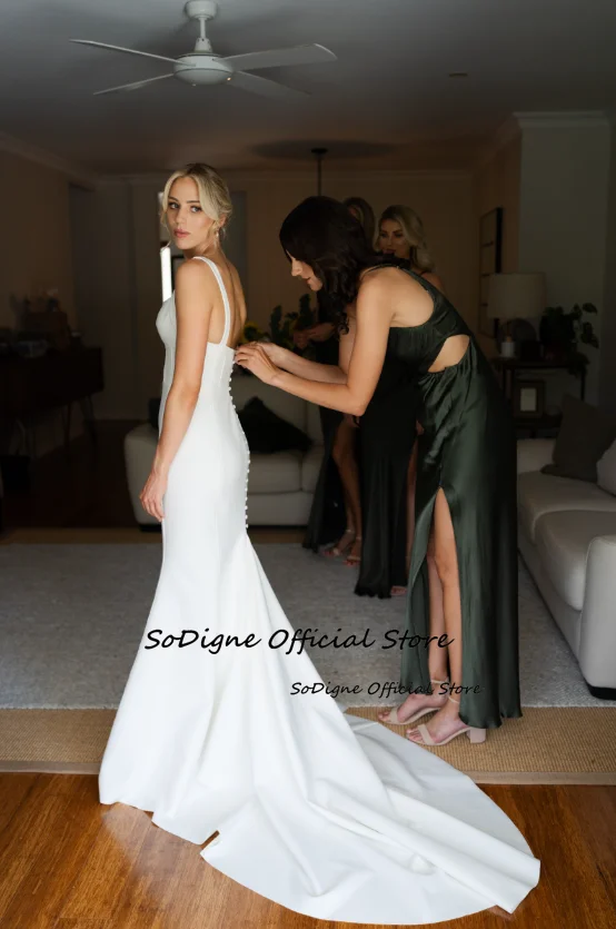 SoDigne Mermaid Simple Satin Wedding Dress Strapless Sleeveless Bride Dresses Beach 2025 Bridal Gowns Robe De Mairee Customized 14 S1b1311d7a885474c9304f01ca3139fees