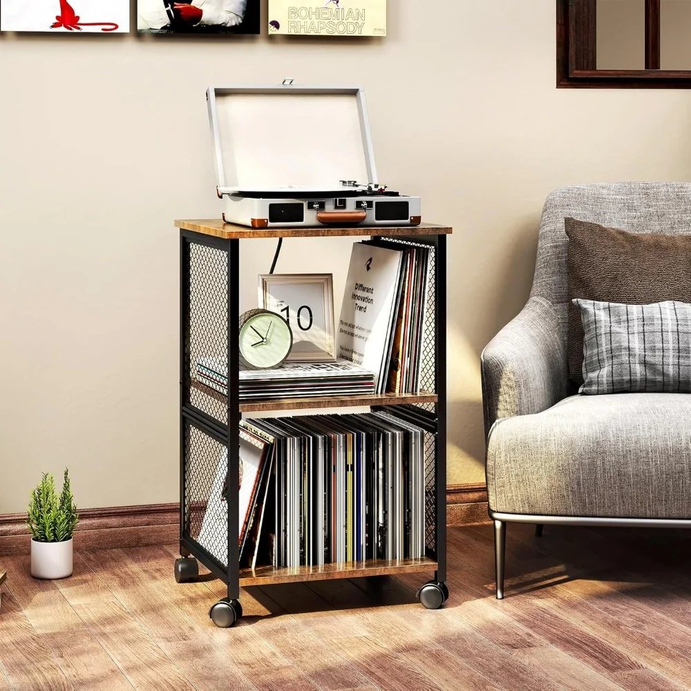 

Library Furniture，Record storage stand, 3-layer record player stand, storage cabinet display stand Library Furniture