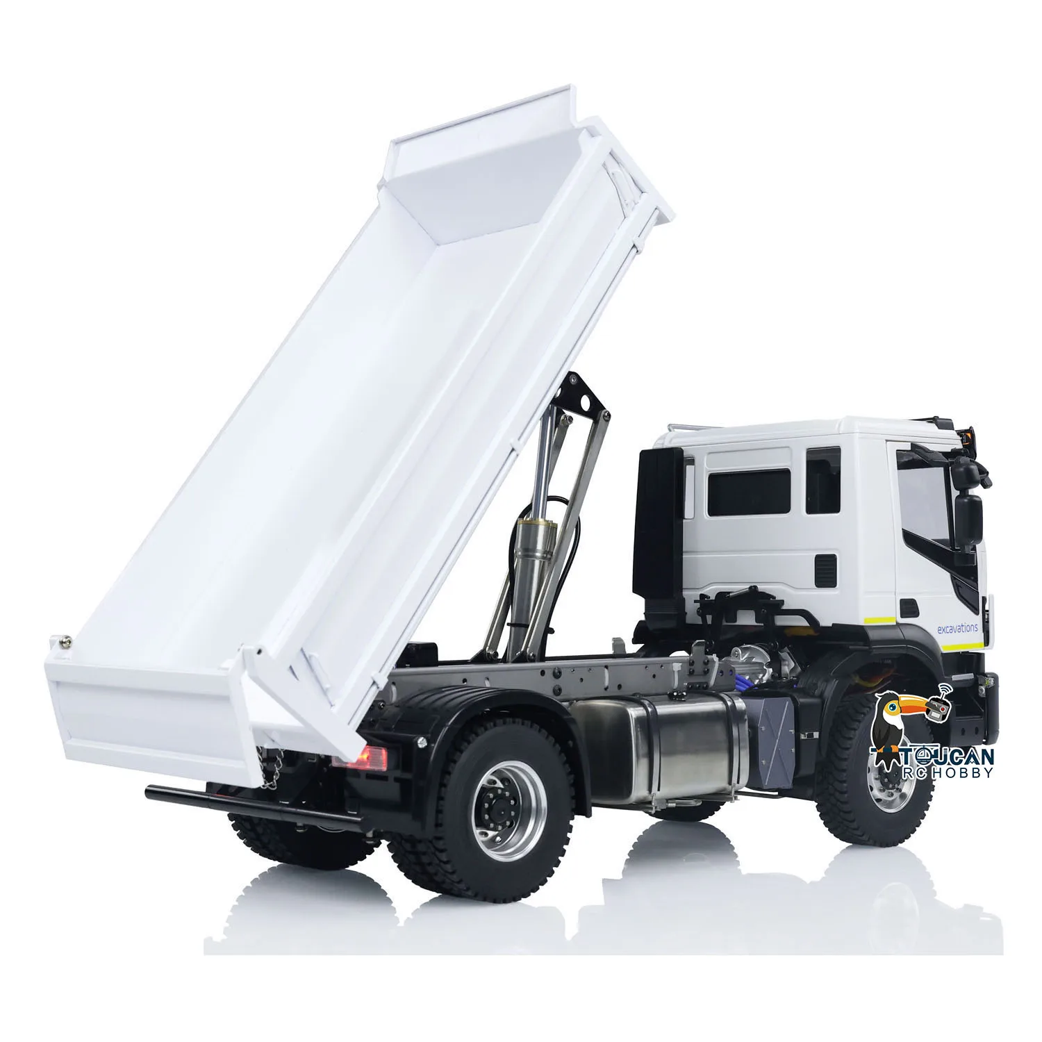 1/14 RC Hydraulic Metal DumpTruck 4x4 Remote Control Tipper Dumper Car Model Painted Assembled RC Toy with Light Sound Set 4