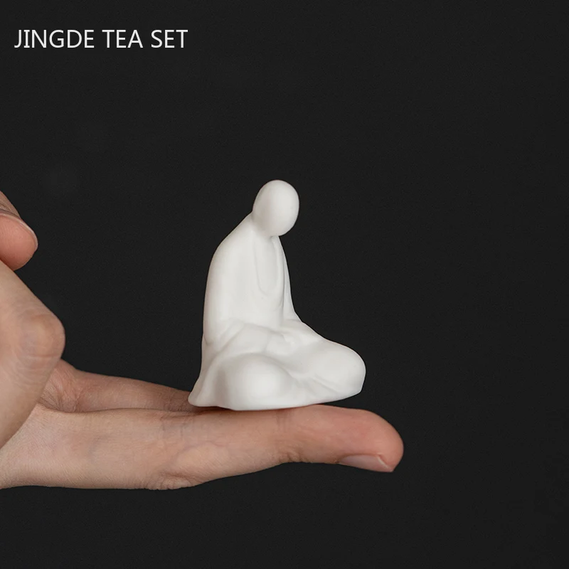 Ceramics Figure Statue Decoration White Porcelain Tea Pet Decor Ornament Handmade Tea Table Accessories Boutique Teaware tea pet ornaments