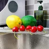 Roll Up Triangle Dish Drying Rack Kitchen Sink Organizer Corner Over the Sink Sponge Rag Holder Foldable Stainless Steel Drainer 3