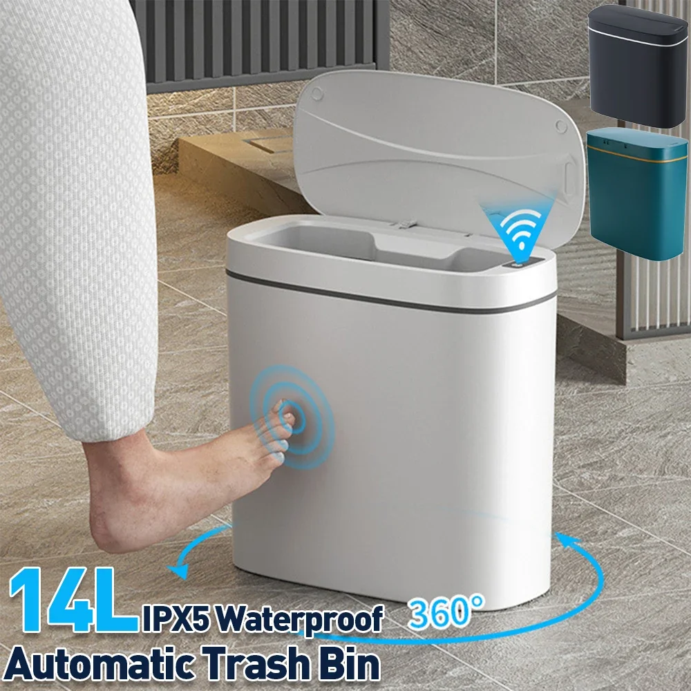 14L-Bathroom-Waste-Bins-Sensor-Touchless-Trash-Can-Household-Waterproof-Dustbin-Storage-Box ...