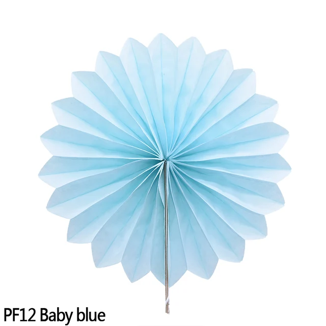 5pcs 10-30cm Color Tissue Paper Cut-Out Paper Fans Pinwheels Hanging Flower Paper Crafts for Wedding Party Birthday Decor Suppli PF12-Baby Blue