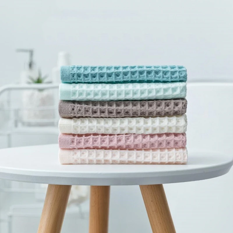 Cotton Hand Towels Plaid Hand Towel Face Care Bathroom Sport Household Non-disposable Towel 2pcs
